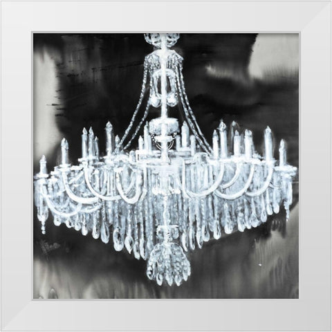 Glam Chandelier White Modern Wood Framed Art Print by Atelier B Art Studio