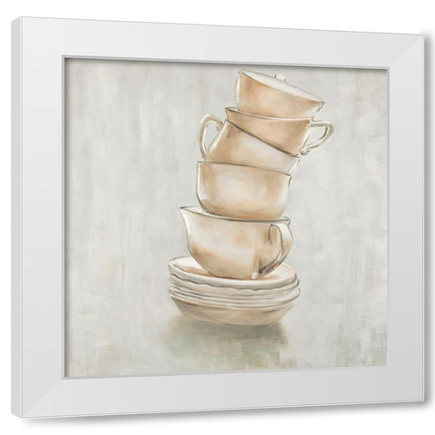 Coffee Mugs White Modern Wood Framed Art Print by Atelier B Art Studio