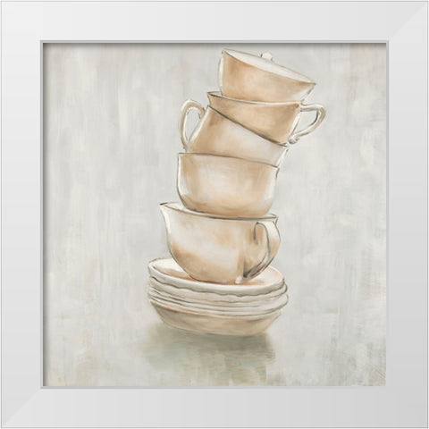 Coffee Mugs White Modern Wood Framed Art Print by Atelier B Art Studio