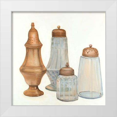 Antique Salt and Pepper Shaker White Modern Wood Framed Art Print by Atelier B Art Studio