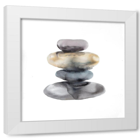 Watercolor Pile of Rocks White Modern Wood Framed Art Print by Atelier B Art Studio
