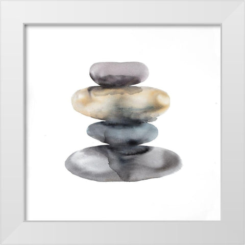 Watercolor Pile of Rocks White Modern Wood Framed Art Print by Atelier B Art Studio