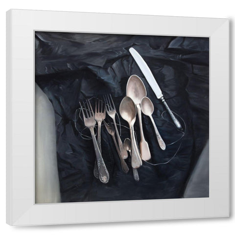VINTAGE CUTLERY White Modern Wood Framed Art Print by Atelier B Art Studio
