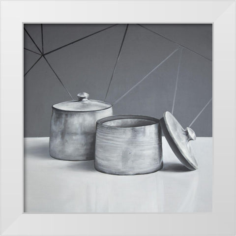 OLD POT WITH LID White Modern Wood Framed Art Print by Atelier B Art Studio