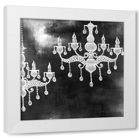 WHITE CHANDELIERS White Modern Wood Framed Art Print by Atelier B Art Studio