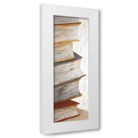 MOUNTAIN OF BOOKS White Modern Wood Framed Art Print by Atelier B Art Studio