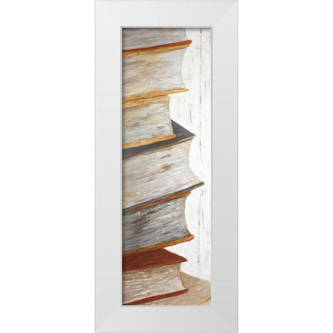 MOUNTAIN OF BOOKS White Modern Wood Framed Art Print by Atelier B Art Studio