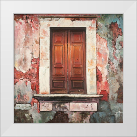 DOOR OF AN OLD RED BUILDING White Modern Wood Framed Art Print by Atelier B Art Studio