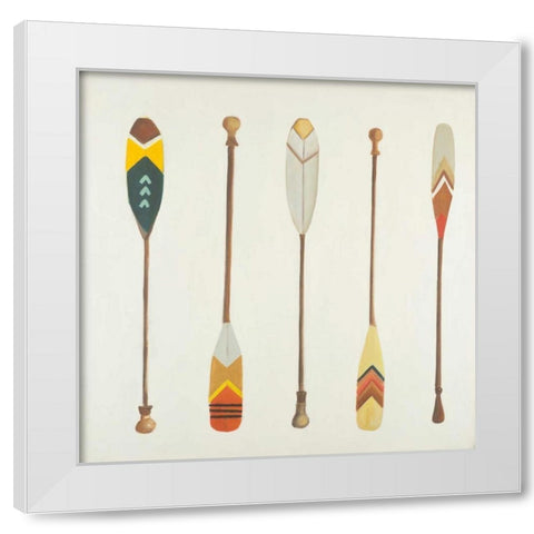 Canoe Paddles White Modern Wood Framed Art Print by Atelier B Art Studio