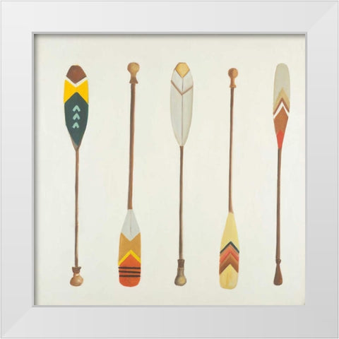 Canoe Paddles White Modern Wood Framed Art Print by Atelier B Art Studio
