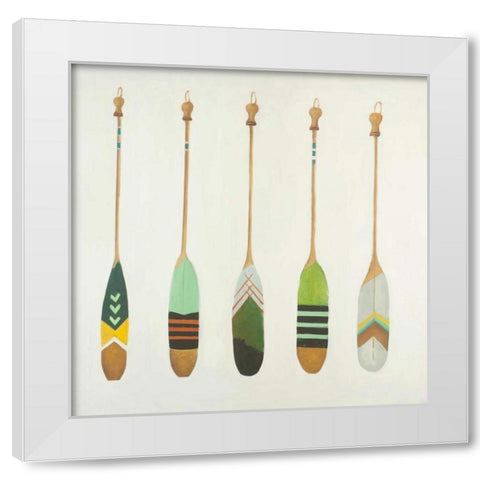 Colorful Nautical Oars White Modern Wood Framed Art Print by Atelier B Art Studio