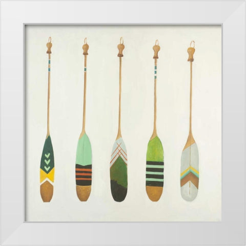 Colorful Nautical Oars White Modern Wood Framed Art Print by Atelier B Art Studio