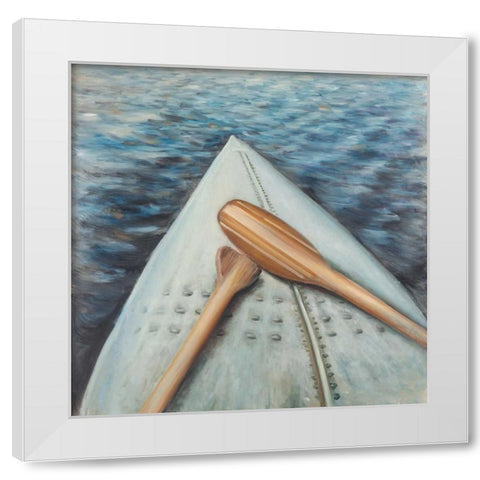 Canoe Adventure Paddle White Modern Wood Framed Art Print by Atelier B Art Studio