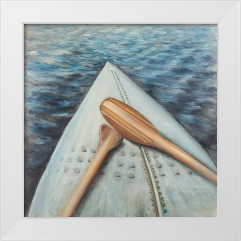 Canoe Adventure Paddle White Modern Wood Framed Art Print by Atelier B Art Studio