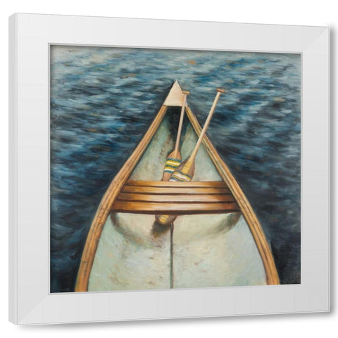 Canoeing on the Lake White Modern Wood Framed Art Print by Atelier B Art Studio