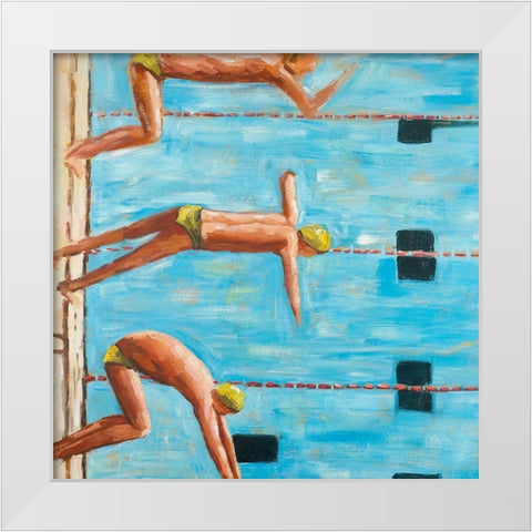 SWIMMERS White Modern Wood Framed Art Print by Atelier B Art Studio