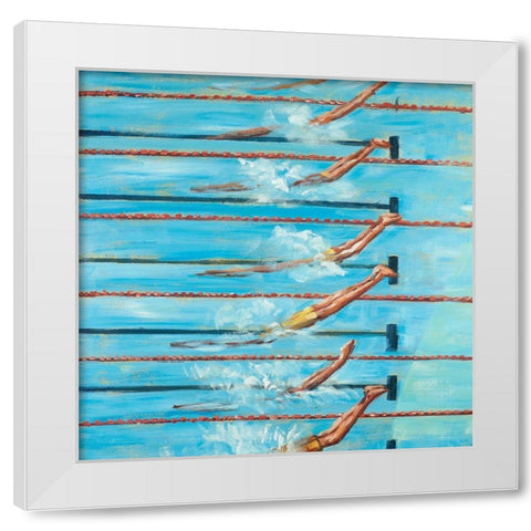 NAGEURS OLYMPIQUE White Modern Wood Framed Art Print by Atelier B Art Studio