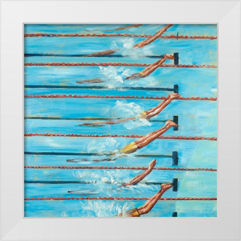 NAGEURS OLYMPIQUE White Modern Wood Framed Art Print by Atelier B Art Studio
