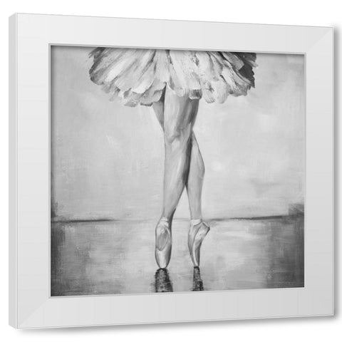 Ballerina Classic Steps White Modern Wood Framed Art Print by Atelier B Art Studio