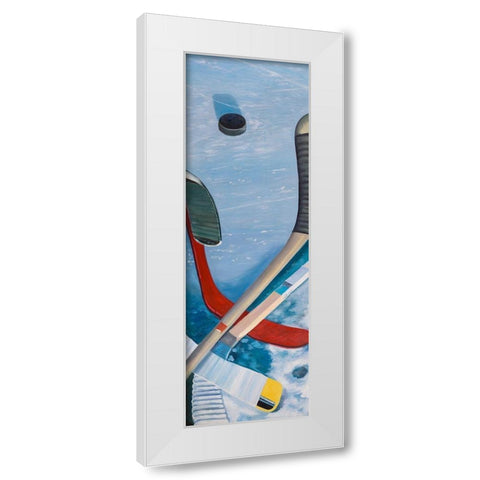 HOCKEY STICKS ON ICE White Modern Wood Framed Art Print by Atelier B Art Studio