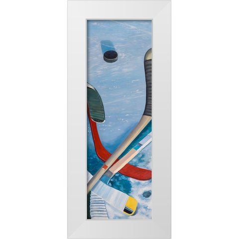 HOCKEY STICKS ON ICE White Modern Wood Framed Art Print by Atelier B Art Studio