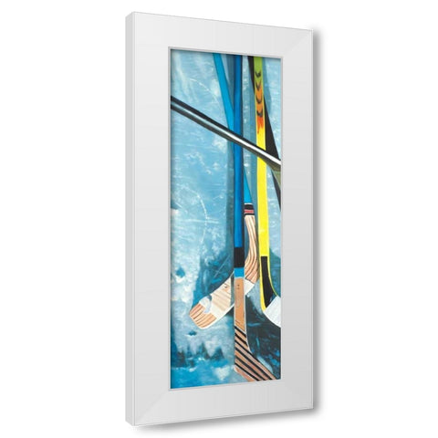Hockey Sticks on Ice White Modern Wood Framed Art Print by Atelier B Art Studio