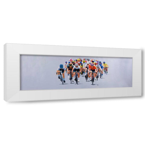 Cycling Competition White Modern Wood Framed Art Print by Atelier B Art Studio