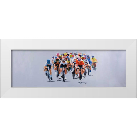 Cycling Competition White Modern Wood Framed Art Print by Atelier B Art Studio