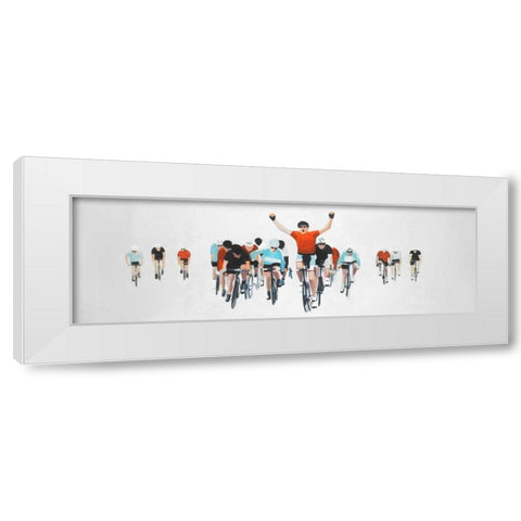 Cycling Competition Finals White Modern Wood Framed Art Print by Atelier B Art Studio