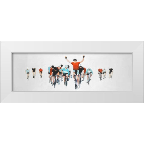 Cycling Competition Finals White Modern Wood Framed Art Print by Atelier B Art Studio