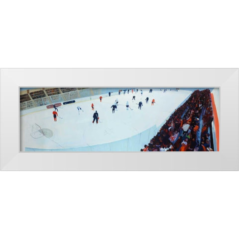 Game of Hockey White Modern Wood Framed Art Print by Atelier B Art Studio