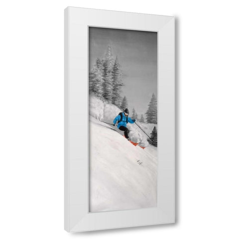 Man Skiing in Mountain White Modern Wood Framed Art Print by Atelier B Art Studio