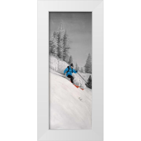 Man Skiing in Mountain White Modern Wood Framed Art Print by Atelier B Art Studio