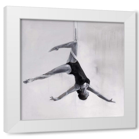 Woman Dancer on Aerial Silks White Modern Wood Framed Art Print by Atelier B Art Studio