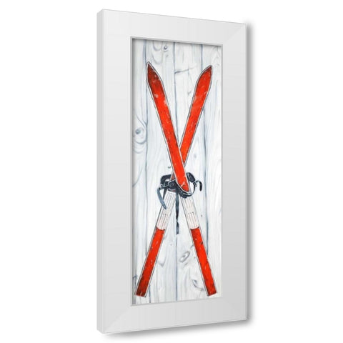 Vintage Red Ski White Modern Wood Framed Art Print by Atelier B Art Studio