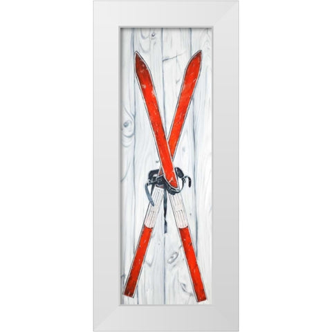 Vintage Red Ski White Modern Wood Framed Art Print by Atelier B Art Studio