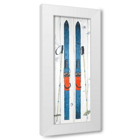 Vintage Blue Ski White Modern Wood Framed Art Print by Atelier B Art Studio