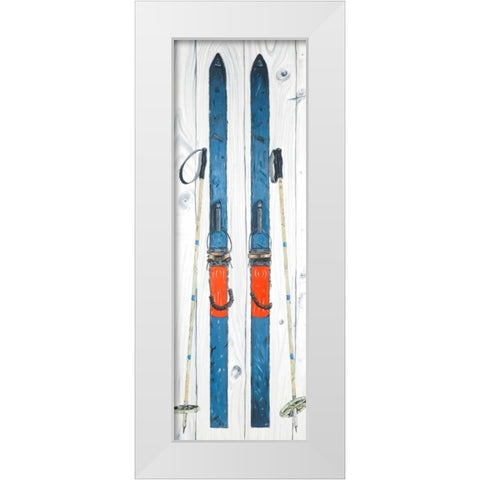 Vintage Blue Ski White Modern Wood Framed Art Print by Atelier B Art Studio