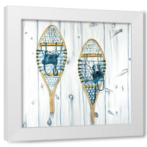 Set of Vintage Wood Snowshoes White Modern Wood Framed Art Print by Atelier B Art Studio