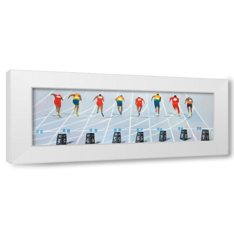 Race of 10 meters White Modern Wood Framed Art Print by Atelier B Art Studio