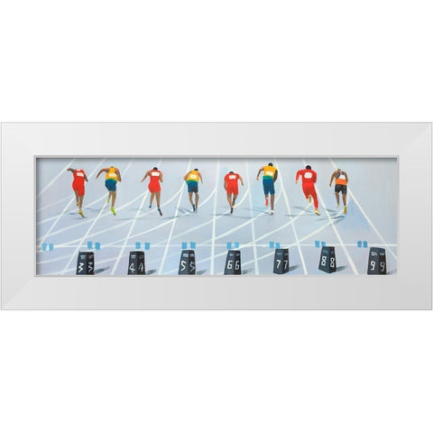 Race of 10 meters White Modern Wood Framed Art Print by Atelier B Art Studio