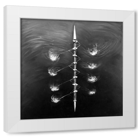 Rowing Boat Race White Modern Wood Framed Art Print by Atelier B Art Studio