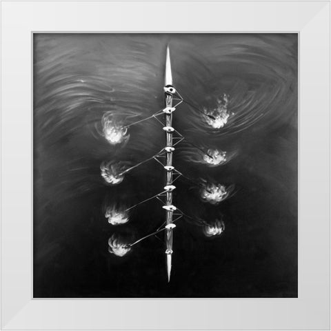 Rowing Boat Race White Modern Wood Framed Art Print by Atelier B Art Studio