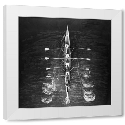 Rowing Boat White Modern Wood Framed Art Print by Atelier B Art Studio