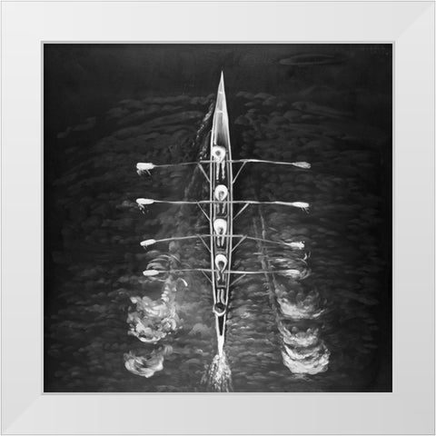 Rowing Boat White Modern Wood Framed Art Print by Atelier B Art Studio