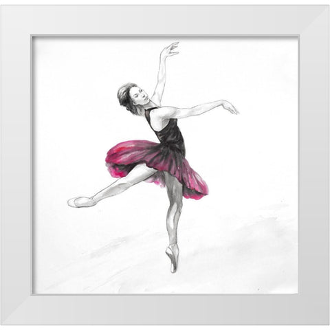 Small Pink Ballerina White Modern Wood Framed Art Print by Atelier B Art Studio