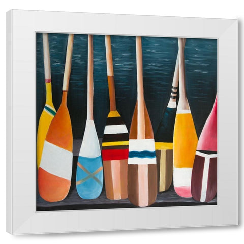 COLORFUL PADDLES White Modern Wood Framed Art Print by Atelier B Art Studio
