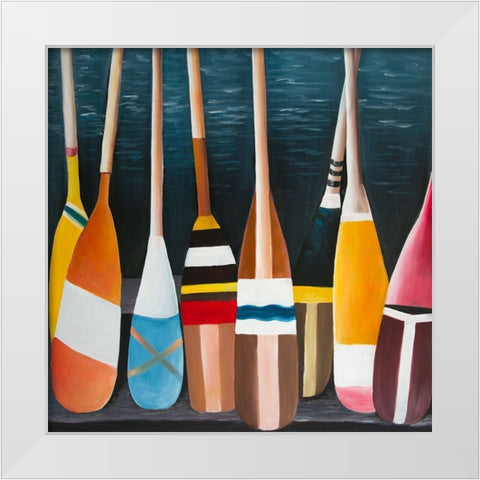 COLORFUL PADDLES White Modern Wood Framed Art Print by Atelier B Art Studio