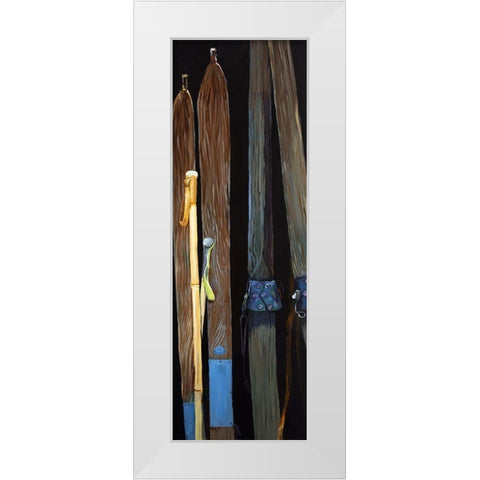 OLD SKIS White Modern Wood Framed Art Print by Atelier B Art Studio