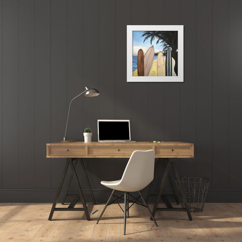 SURFBOARDS White Modern Wood Framed Art Print by Atelier B Art Studio
